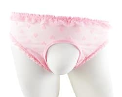BamBella ® - ondergoed - maat L/XL - Roze heren onderbroek hartjes open kruis kant mannen