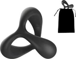 JustFun 2-in-1 Cockring - Sex Toys voor Mannen - Ballstretcher BDSM - Penisring - Seksspeeltjes voor Koppel - Zwart — thumbnail 1