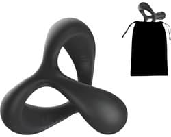 JustFun 2-in-1 Cockring - Sex Toys voor Mannen - Ballstretcher BDSM - Penisring - Seksspeeltjes voor Koppel - Zwart