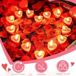 50 Hartvormige Theelichthouders en 1000 Zijden Rozenblaadjes Set voor Valentijnsdag Bruiloft — thumbnail 2