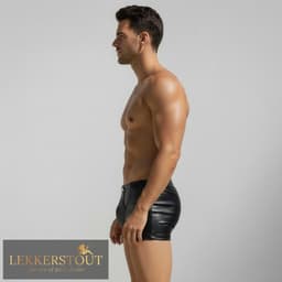 PU Lederen Boxershort - Open Kruis - Zwart - Sexy Herenondergoed | XXL | LS154 — thumbnail 6