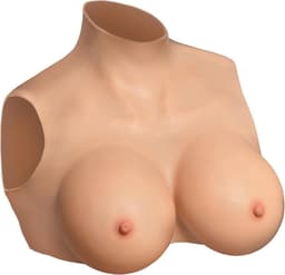 Master Series Perky Pair G-Cup siliconen borstprothesen voor mannen en koppels. Stevige tepels, goed ondersteunde crop top, hooggesloten model. Realistische look en feel, premium siliconen. — thumbnail 3
