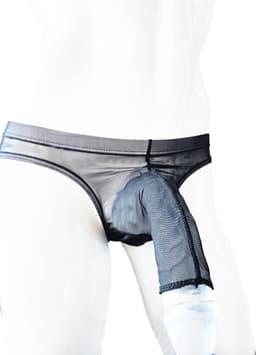 BamBella® Slip open kruis kant voor mannen - L/XL - doorzichtig Erotische Sexy Lingerie Heren - Zwart mannen ondergoed slip — thumbnail 6