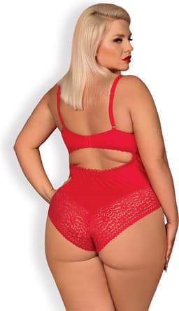 Obsessive Jolierose Open Kruis Teddy - Erotische Body - Maat S/M - Rood — thumbnail 7