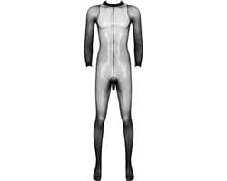 Volledige transparante heren jumpsuit - Open penis slurf - One size - Mannen bodysuit elastisch - Panty - Kousen - BDSM kleding - Rollenspel