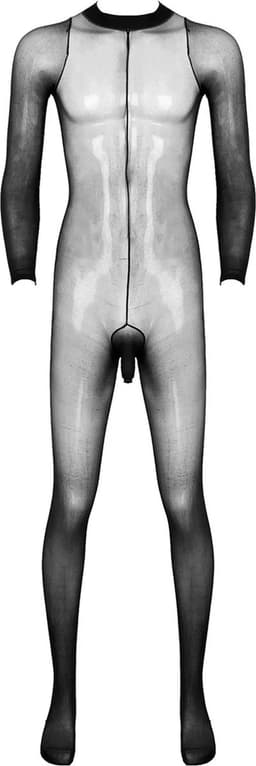 Volledige transparante heren jumpsuit - Open penis slurf - One size - Mannen bodysuit elastisch - Panty - Kousen - BDSM kleding - Rollenspel — thumbnail 1