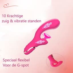 Erodit® Double Pleasure 2 in 1 vibrator roze- G-spot- zuig- luchtdruk vibrator- vibrerende dildo -G-spot/clitoris stimulator–een echte womanizer met zuig en vibratie modus - sex toy/seksspeeltjes voor vrouwen – mannen -koppels — thumbnail 5