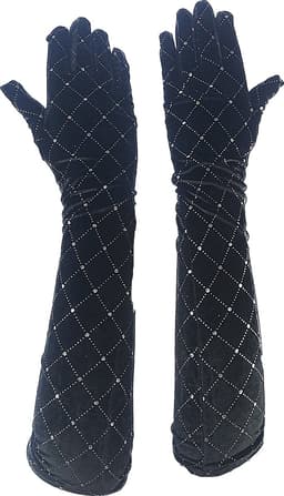 BamBella® - Sexy Handschoenen Lang Zwart glitter - dames — thumbnail 2