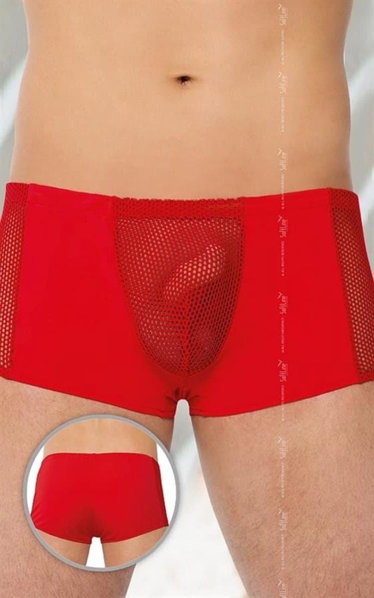 SoftLine Collection Sexy transparente heren boxers met visnet Rood M — afbeelding 1