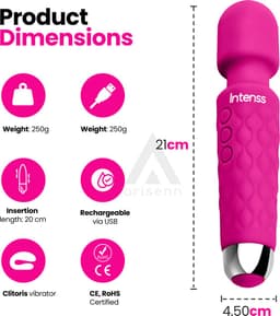 Intenss Vibrator Massager - Multifunctionele Stimulator - Seksspeeltje voor Vrouwen en Koppels - INTENSS Pure Series - Black Bride — thumbnail 4