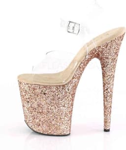 Pleaser - FLAMINGO-808LG Sandaal met enkelband, Paaldans schoenen - Paaldans schoenen - 37 Shoes - Goudkleurig/Transparant — thumbnail 3
