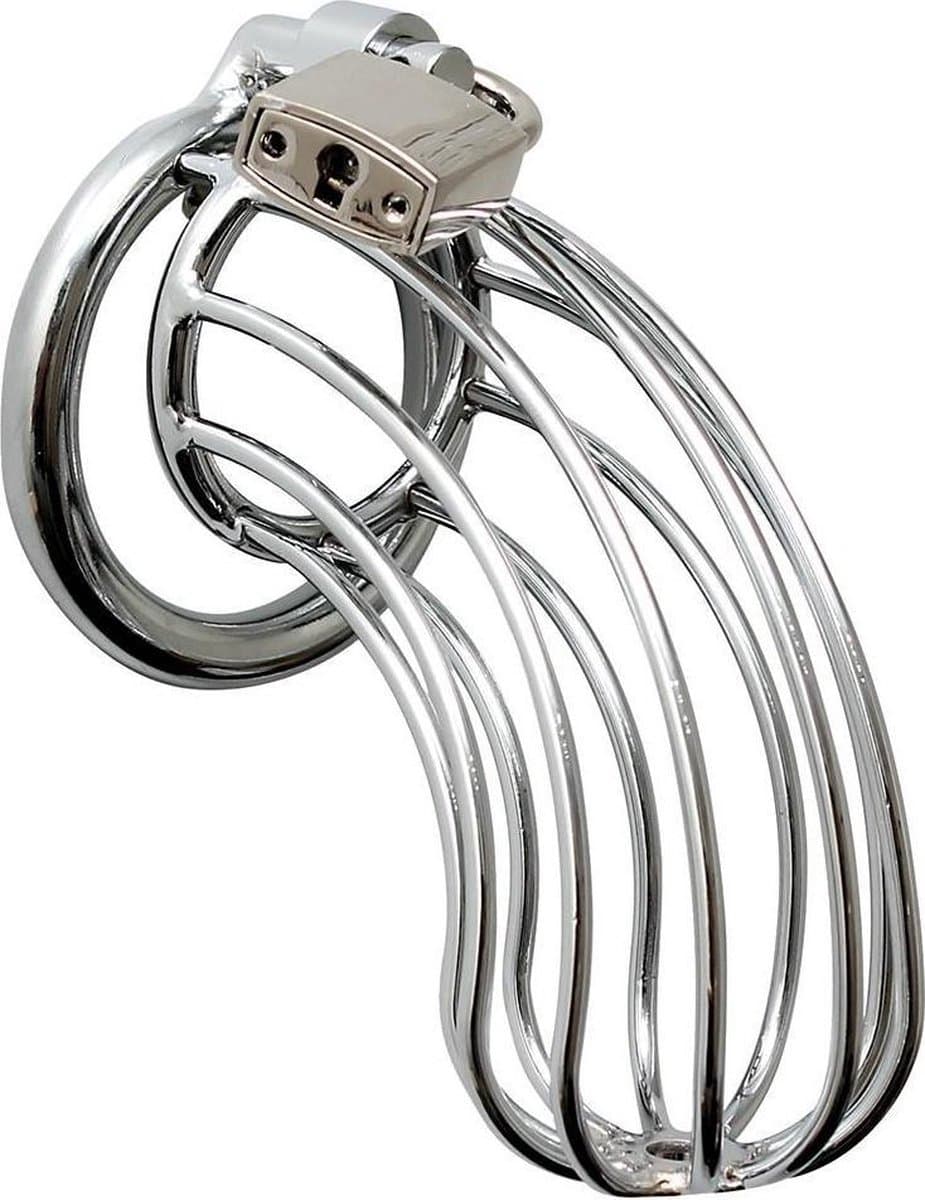 Rimba Bondage Play - Kuisheidskooi - Verchroomde Metalen Peniskooi Met Hangslot - Gaasvormig - One Size — afbeelding 1