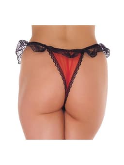 Amorable - Open String - Burlesque Tanga Met Open Kruis - Rood/Zwart - One Size — thumbnail 4