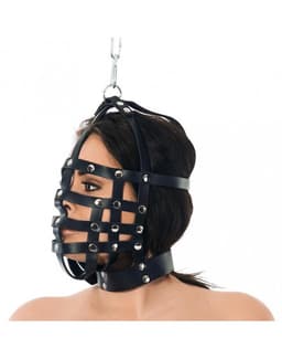 Rimba - Leren Muilkorf - Hoofdmasker Met Ring Boven - Hoofdbondage — thumbnail 2