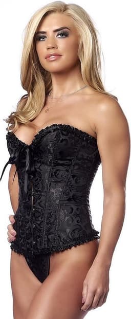Amorable Burlesque Rijgcorset met String - Zwart S — thumbnail 3