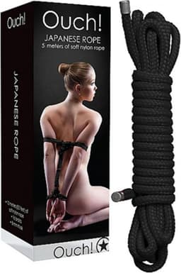 Ouch! – Japanse Bondage Touw voor de Wildste Fantasieën 5 Meter – Zwart — thumbnail 4