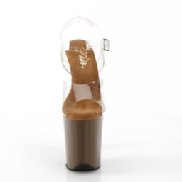Pleaser - FLAMINGO808 Sandaal met enkelband, Paaldans schoenen - US 7 - 37 Shoes - Transparant/Bruin — thumbnail 2