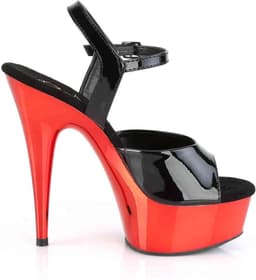 Pleaser - DELIGHT-609 Sandaal met enkelband - US 12 - 42 Shoes - Zwart/Rood — thumbnail 3