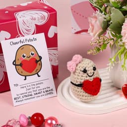 Dailygoods- Aardappelpop 7,5cm - Grappige Aardappel - Positieve Bevestigingskaart - Creatief Cadeauspeelgoed - Feestdecoratie - Premium Wolgaren - Knuffelpop — thumbnail 2