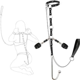 Lzwintrading – SM Bondage Set mit Metall Buttplug - BDSM - Sex Toys voor Vrouwen Koppels - Anale Speeltjes - Seksspeeltjes - PU Leer- Harnas Vrouwen - Handboeien - Erotiek Riem — thumbnail 4