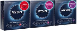 MY.SIZE Classic condooms 3-delig proefverpakking I 60, 64, 69 mm breed I 3x3 stuks premium condooms extra dun I condooms true to touch gossamer I dunne 0,07 mm wanddikte I condooms veganistisch — thumbnail 1