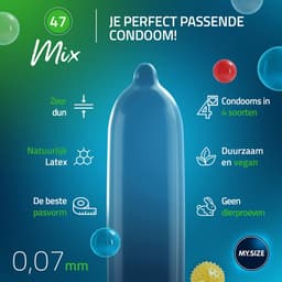 MY.SIZE Mix SET Maat 7, 69 mm: 10 Classic + 10 Condooms in 4 spannende soorten, met aroma, kleur, geribbeld & Classic — thumbnail 4