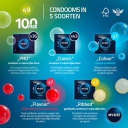 MY.SIZE 100 Condooms 49 mm Megaset Classic+Mix+Pro I Maat 1 I 100 stuks voordeelverpakking I Extra dun Premium condoom I Zeer dun gevoelig I Dunne wand I Vegan condooms I Condooms voor mannen — thumbnail 3