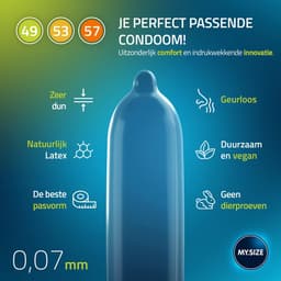 MY.SIZE Classic condooms 3-delig proefverpakking I 49, 53, 57 mm breed I 3x3 stuks premium condooms extra dun I condooms true to touch gossamer I dunne 0,07 mm wanddikte I condooms veganistisch — thumbnail 3