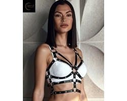 Dare to Undress – Bound Desire – Erotische Lingerie voor Dames – Lingerie Erotisch – Sexy Lingerie – Erotische BH Harnasset – Sexy PU-Leren Lingerie Harnas voor Dames – Fetish & Kinky Accessoire – BDSM & Clubwear – One Size