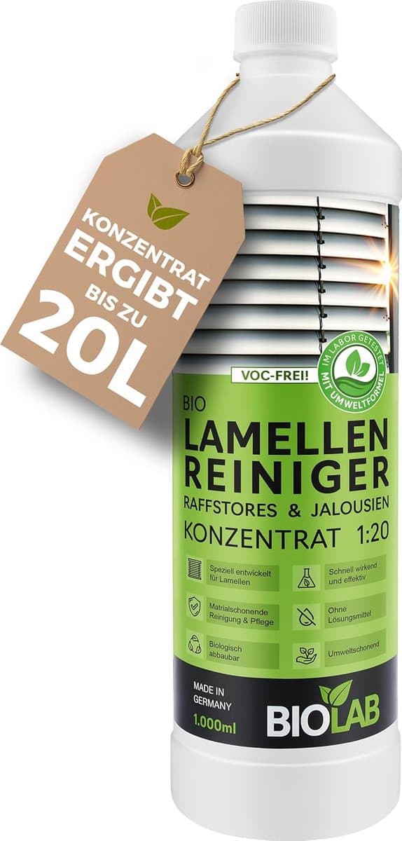 BIOLAB Louver cleaner concentrate 1:20 (1 liter) Blinds & Raffstore cleaner - slat cleaner and blind cleaner - ShopVlot — afbeelding 1