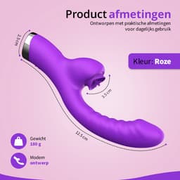 Desiredrops - Paars Dubbele Penetratie Vibrator - Luchtdruk Vibrator - Clitoris & G Spot stimulator - Krachtig - Vibrators - Vibrators voor vrouwen - Sex toys - Vibrator-Discreet Bezorgde -Licking Sucking - sex speeltjes vrouw — thumbnail 2