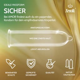 AMOR Nature 60 mm condooms 50-pack | Premium natuurkleurig | gevoelsecht flinterdun | 0,07 mm wanddikte — thumbnail 3