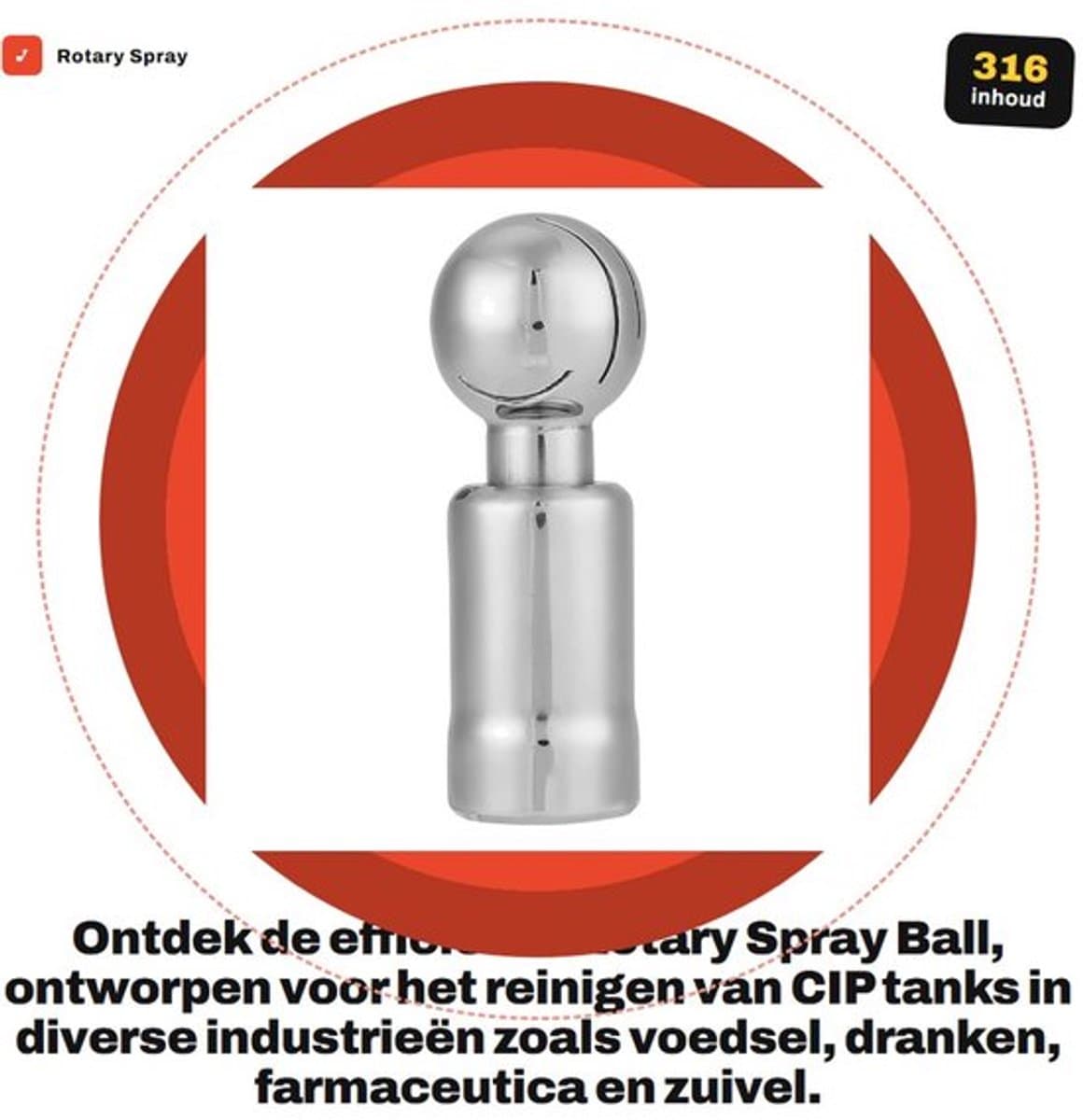 Sprayball 3/4 Inch - Roestvrij Staal - Zelfreinigend - 360° Spuitdekking - Maximale Reinigingsdiameter 6 m - Duurzaam Ontwerp - Reinigingskop — afbeelding 1