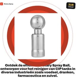 Sprayball 3/4 Inch - Roestvrij Staal - Zelfreinigend - 360° Spuitdekking - Maximale Reinigingsdiameter 6 m - Duurzaam Ontwerp - Reinigingskop — thumbnail 1