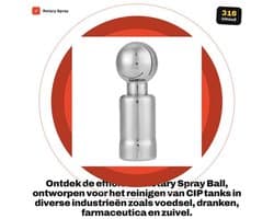 Sprayball 3/4 Inch - Roestvrij Staal - Zelfreinigend - 360° Spuitdekking - Maximale Reinigingsdiameter 6 m - Duurzaam Ontwerp - Reinigingskop