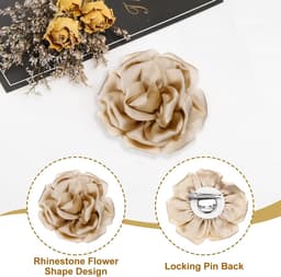 Zijde Satijn Bloem Broche Pin, Grote Pioen Bloemen Revers Pin — thumbnail 2