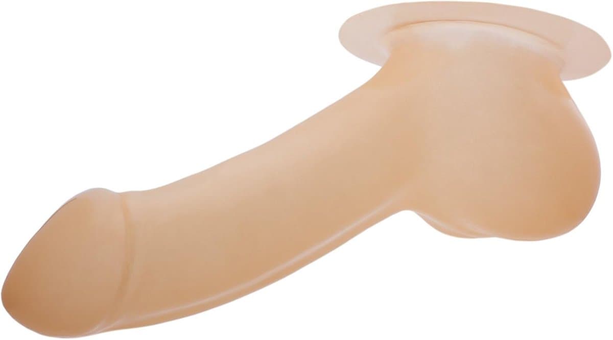 Latex mouw met glans en scrotum - semi-transparant - voor latex kleding - optimale stimulatie - ShopVlot — afbeelding 1