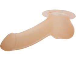 Latex mouw met glans en scrotum - semi-transparant - voor latex kleding - optimale stimulatie - ShopVlot