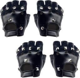 Handschoenen zonder vingers, elegant, punk-handschoenen, PU-leer, vingerloze klinknagels voor Halloween, vrouwen, meisjes, cosplay, prestaties, gothic, zwart, herenaccessoires — thumbnail 1