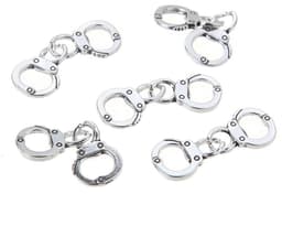 20 paar metalen handboeien hangers mini simulatie handboeien politieagent hanger connectoren voor DIY Craft ketting armband sieraden maken - Zilver — thumbnail 5