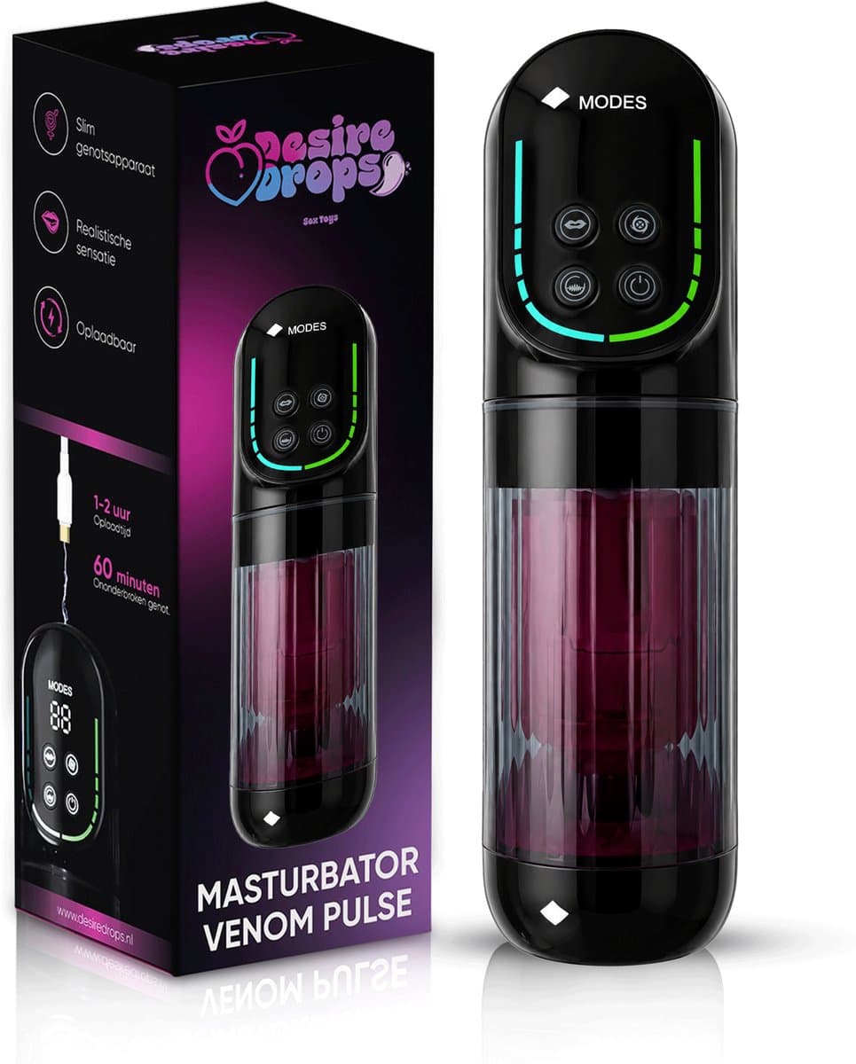 Desiredrops® Venom Pulse - masturbator voor mannen electrisch – Automatische Masturbator voor Mannen – Blowjob Simulator – verschillende intensiteiten – Luxe Sex Toy - masturbator voor man – masturbator voor mannen blowjob - Discreet — afbeelding 1