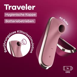 Satisfyer Traveler Battery-Line | luchtdrukvibrator | stille clitorisstimulator voor onderweg | 11 luchtdrukprogramma's | werkt op batterijen | waterdicht IPX7 | seksspeeltje voor vrouwen — thumbnail 3