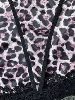 Luipaardprint Sexy Lingerie Set 2-Delig - Kanten Beugelvrije Camisole - Mini Nachthemd Met Bijpassende String - Ondergoed Vrouwen Romantisch Cadeau Verjaardag Valentijn — thumbnail 4