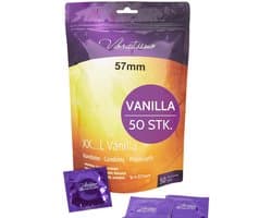 VIBRATISSIMO condooms XXL Vanilla 50-pack | met aroma | for Men | met dunne wanddikte & gearomatiseerd | gevoelsecht flinterdun | b=57 mm