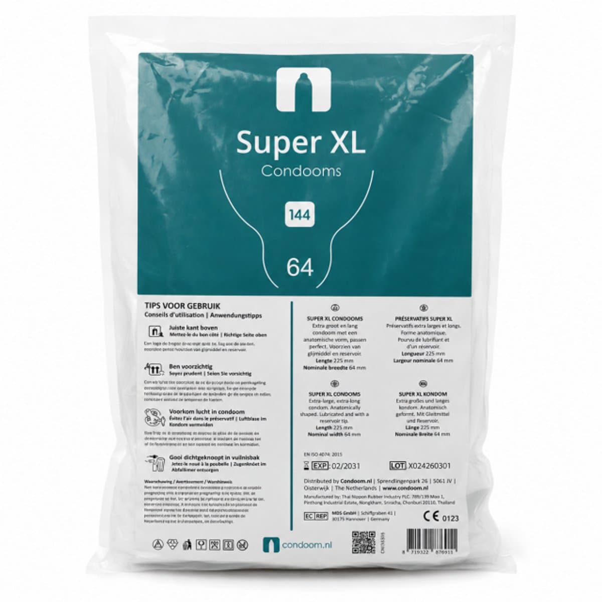 Condoom.nl Super XL Condooms 64mm - 144 stuks — afbeelding 1