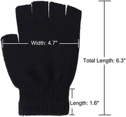 Handschoenen,lichtgevende skelet halve vingerhandschoenen, glow in the dark vingerloze handschoenen gebreide winterwanten voor mannen vrouwen — thumbnail 2