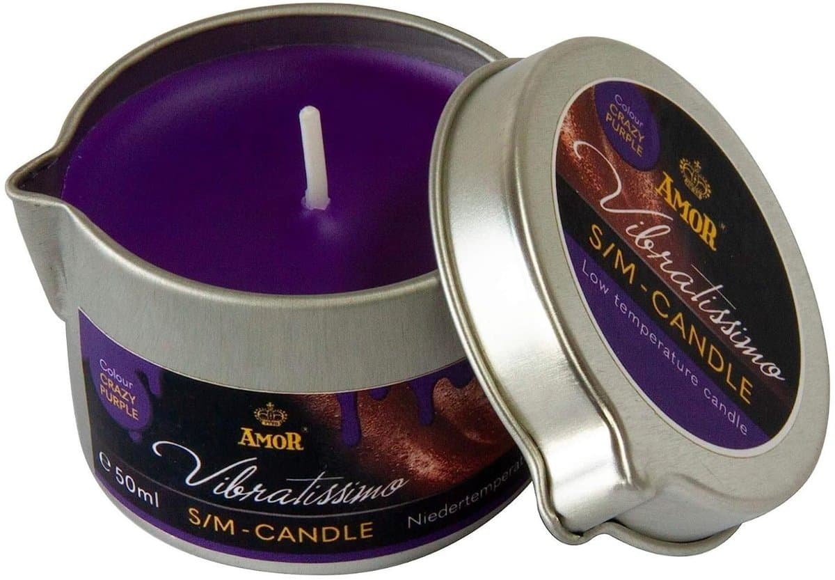 VIBRATISSIMO S/M Kaars Crazy Purple 50 ml I lage temperatuurkaars in paars I hoogwaardig kaarsvet geurloos I druipkaars voor erotische spelletjes I romantische massagekaars voor koppels I Waxkaars — afbeelding 1