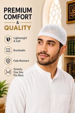 ihvan online Turkse moslim Lux breien kufi hoeden voor mannen, Taqiya, Takke, Peci, islamitische petten, islamitische geschenken, standaardmaat — thumbnail 5