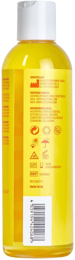 Loovara Massageolie 250 ml - Warm Up - Natuurlijke oliën, erotische massageolie, warme liefdesolie voor opwinding bij het voorspel, met zoete geur voor partnermassage, veganistisch — thumbnail 4