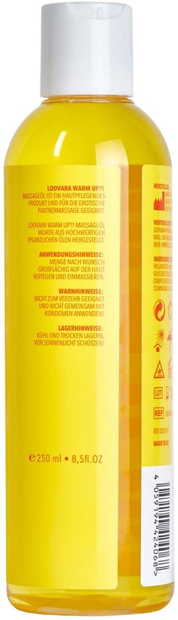 Loovara Massageolie 250 ml - Warm Up - Natuurlijke oliën, erotische massageolie, warme liefdesolie voor opwinding bij het voorspel, met zoete geur voor partnermassage, veganistisch — thumbnail 3